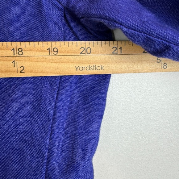 Chico's 100% Linen Blazer Jacket Women 1 US M Cobalt Blue One Button Career Work - Picture 6 of 7